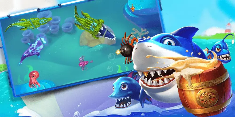 Adegan arcade tembak ikan dengan visual laut di AJAIB88