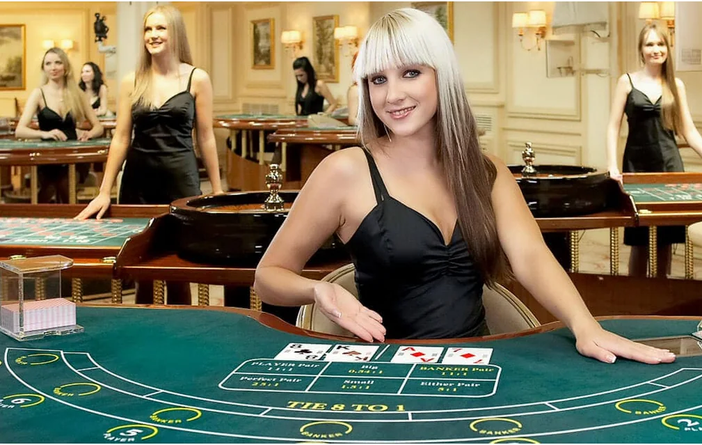 Antarmuka kasino live menampilkan meja permainan dan dealer